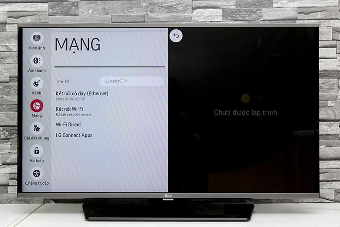 Cách kết nối mạng cho tivi LG LF630T > Chọn Mạng ở giao diện cài đặt nâng cao