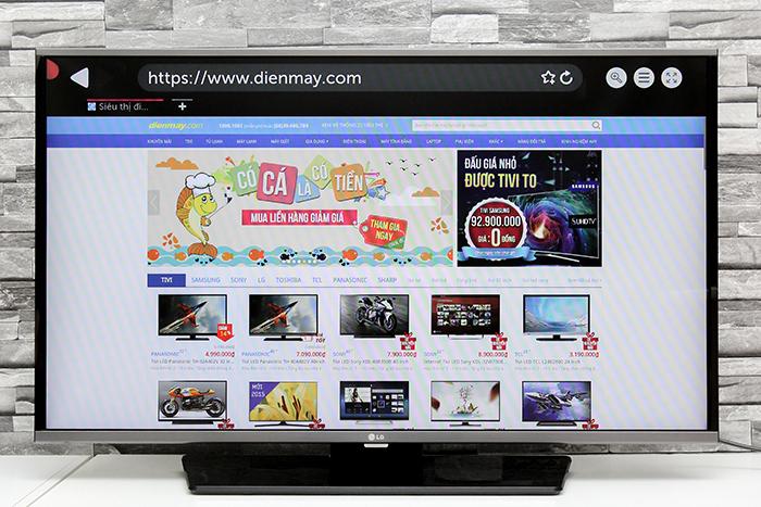 Cách kết nối mạng cho tivi LG LF630T > Sau khi kết nối mạng thành công bạn có thể vào thử một trang web bất kỳ để kiểm tra kết nối mạng