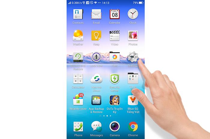 Chọn cài đặt trên thiết bị di động Chọn cài đặt trên thiết bị di động