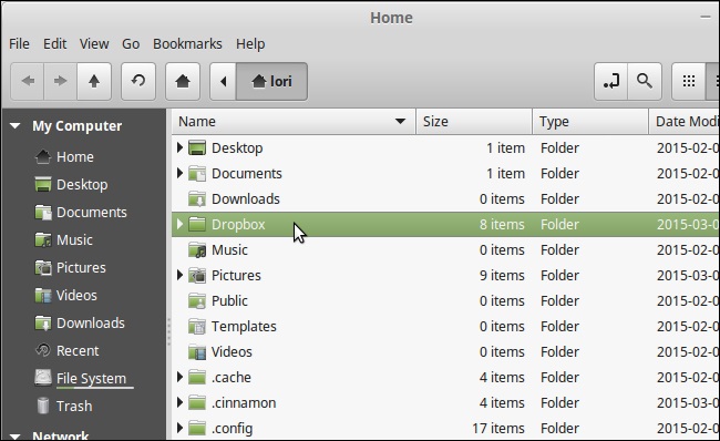 Mở thư mục Dropbox