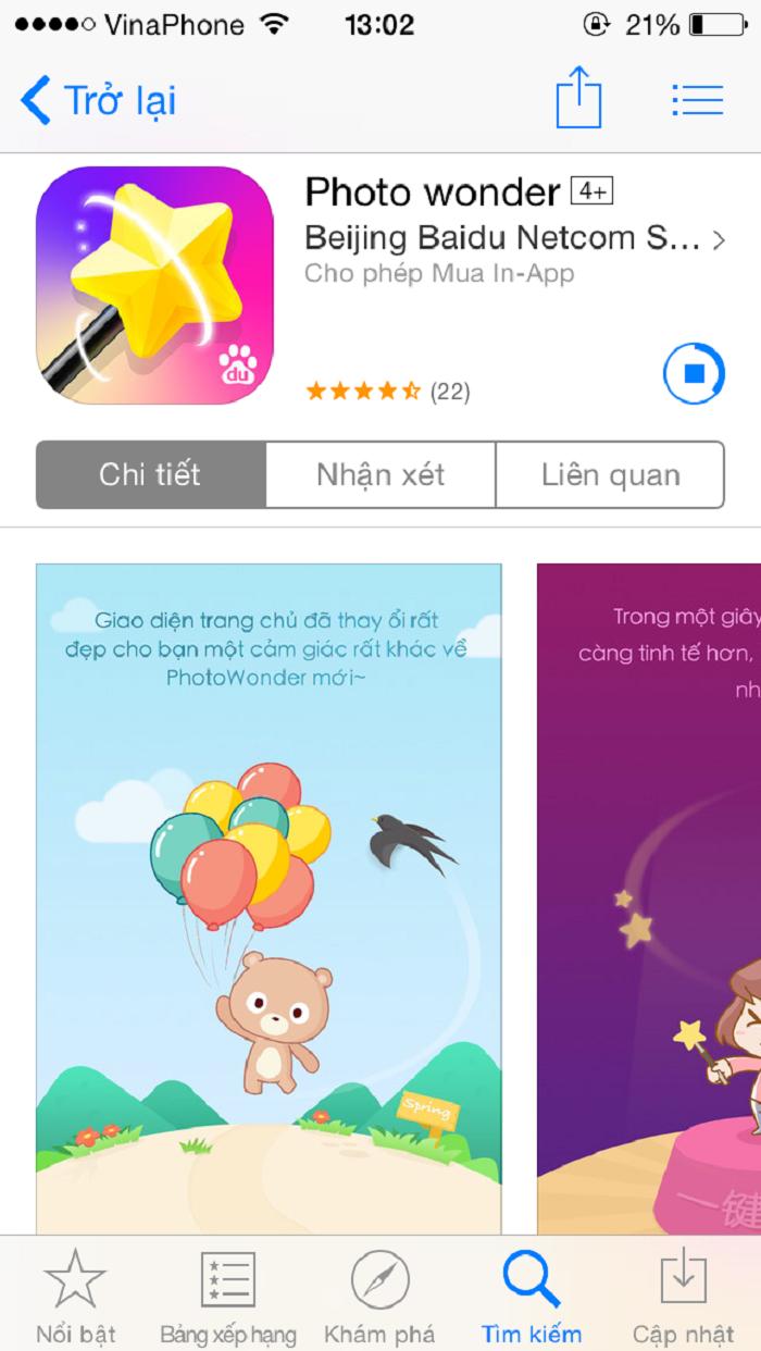 Bạn có thể tải miễn phí PhotoWonder trên App store