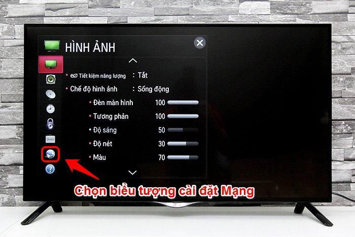 Cách kết nối mạng tivi LG UB700T > Chọn vào biểu tượng Mạng