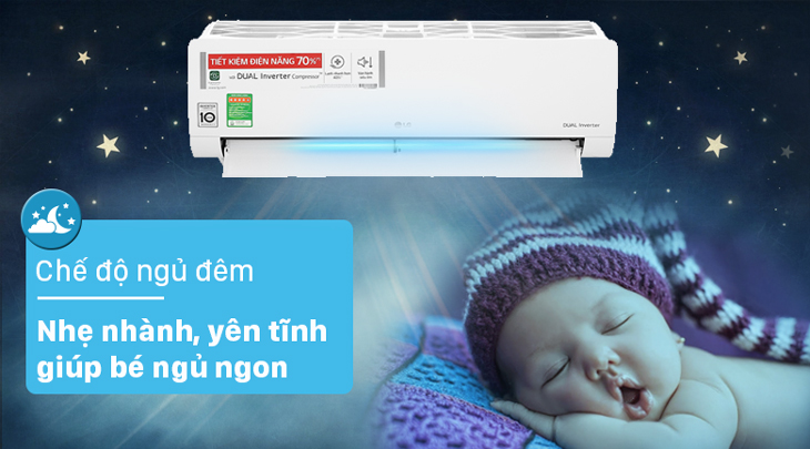 Chế độ ngủ đêm trên máy lạnh có tác dụng thế nào với sức khỏe? > Chế độ ngủ đêm của LG