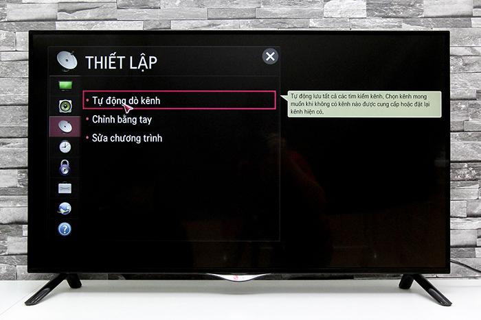 Hướng dẫn dò kênh tivi LG UB700T > Chọn tiếp Tự động dò kênh