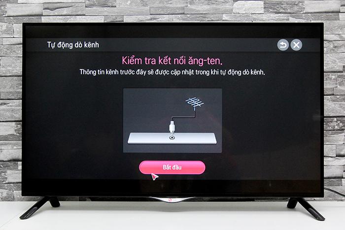 Hướng dẫn dò kênh tivi LG UB700T > Chọn Bắt đầu để tivi bắt đầu dò kênh