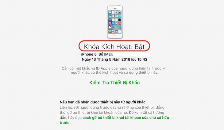 Máy đã bị khóa kích hoạt