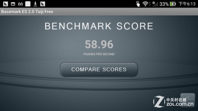 Thử nghiệm thứ tư là Basemark ES cho thấy Zenfone 2 đạt 58.96 khung hình mỗi giây Thử nghiệm thứ tư là Basemark ES cho thấy Zenfone 2 đạt 58.96 khung hình mỗi giây