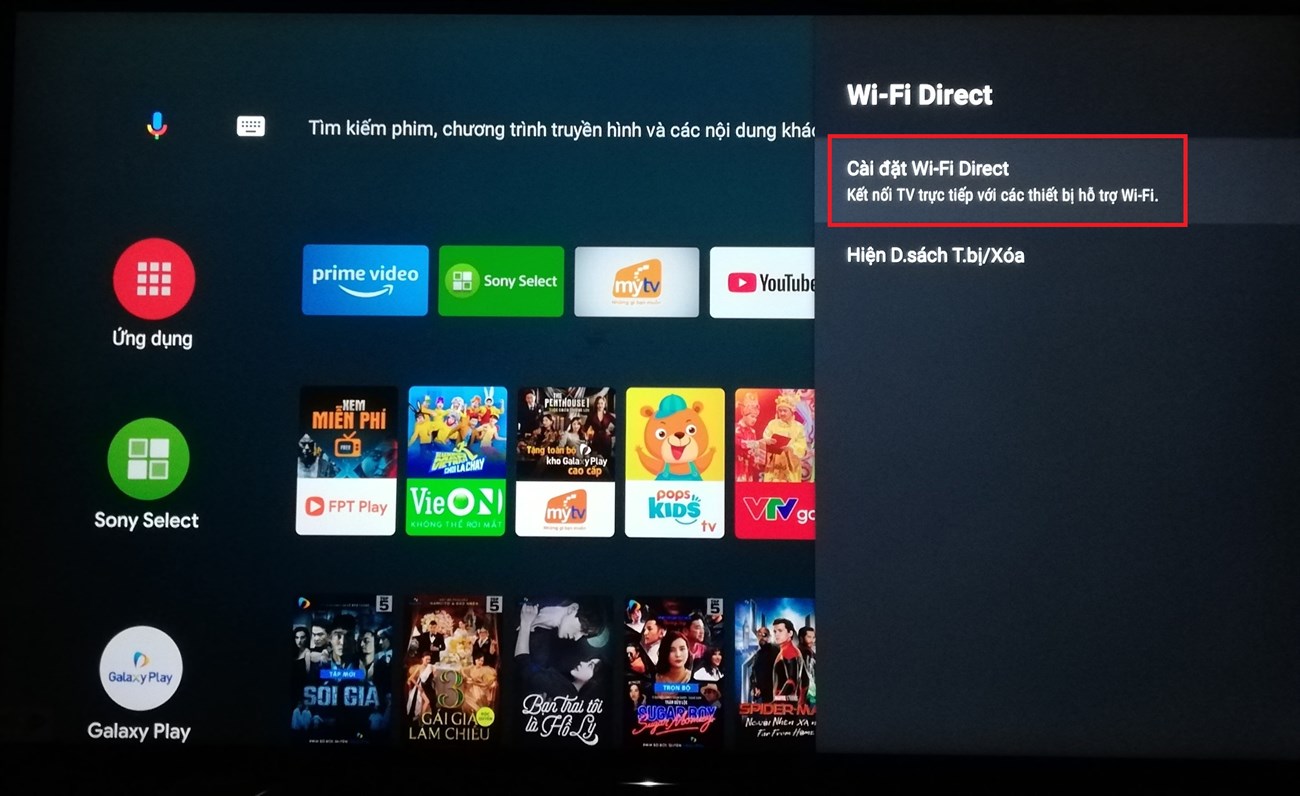 10 Cách kết nối điện thoại Android và iPhone với tivi cực hiệu quả bạn nhất định phải biết > Tại đây, bạn chọn Cài đặt Wifi Direct.