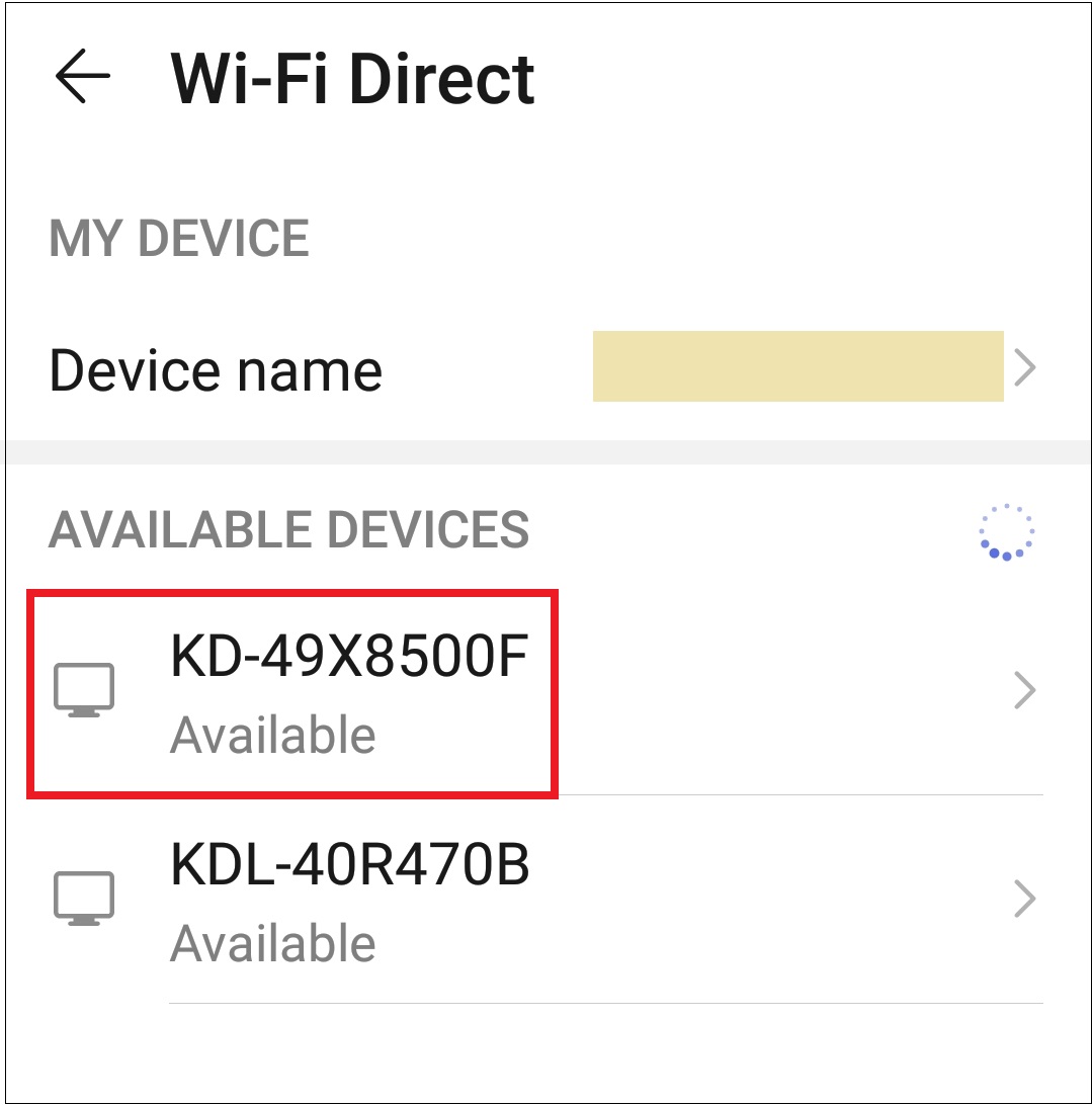 10 Cách kết nối điện thoại Android và iPhone với tivi cực hiệu quả bạn nhất định phải biết > Tìm kiếm tên của tivi bạn muốn kết nối và bấm vào để 2 máy kết nối với nhau.