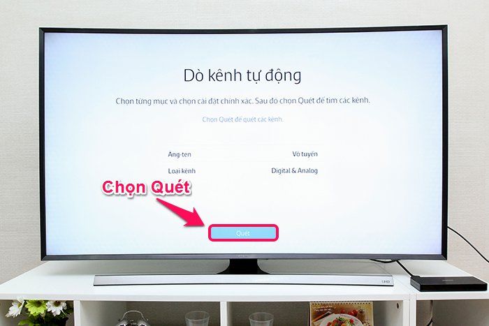 Cách dò kênh tivi Samsung JU7500 > Chọn Quét