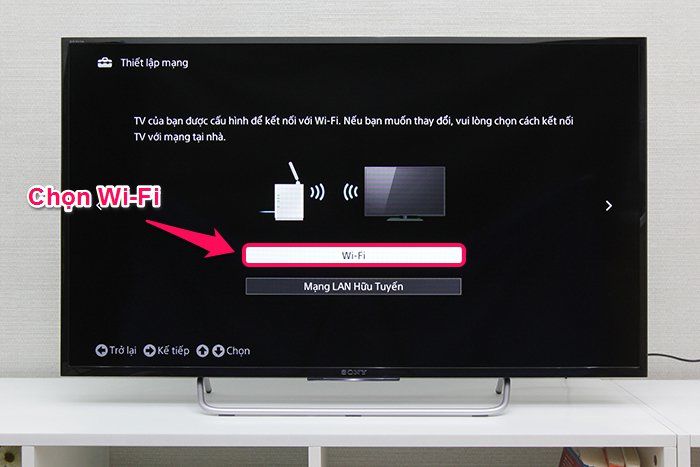 Chọn Wifi để kết nối tivi với mạng không dây
