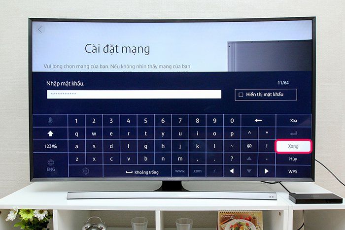 Cách kết nối mạng tivi Samsung JU7500 > Chọn Xong để hoàn tất