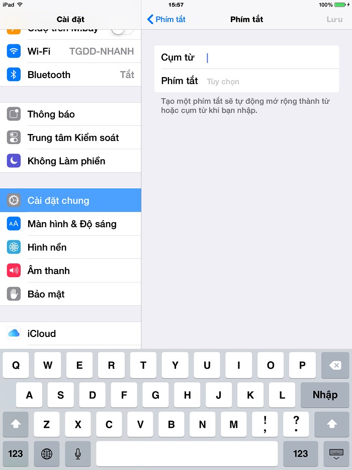 Các Cài Đặt Cơ Bản Trên Bàn Phím Ipad (Phần 2)