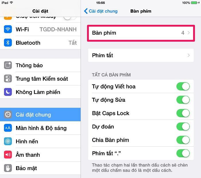 Tùy chọn Bàn phím (Keyboard)