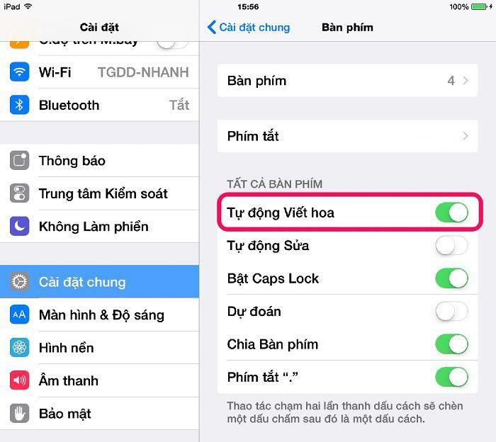 Các cài đặt cơ bản trên bàn phím iPad (Phần 2)