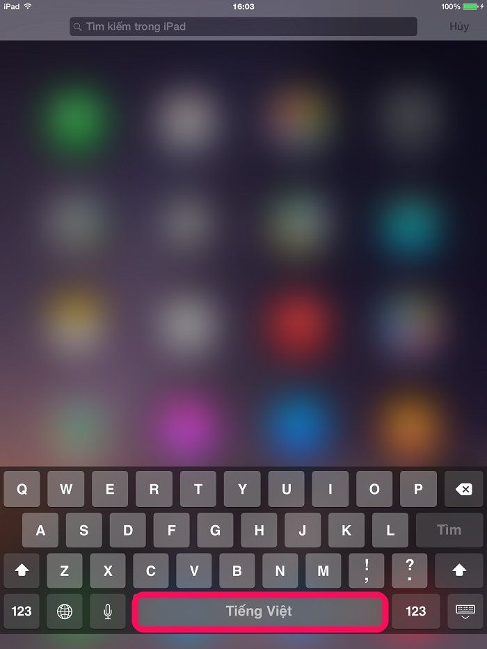 Mẹo hay với bàn phím iPad (phần 1) > Chọn qua Tiếng Việt
