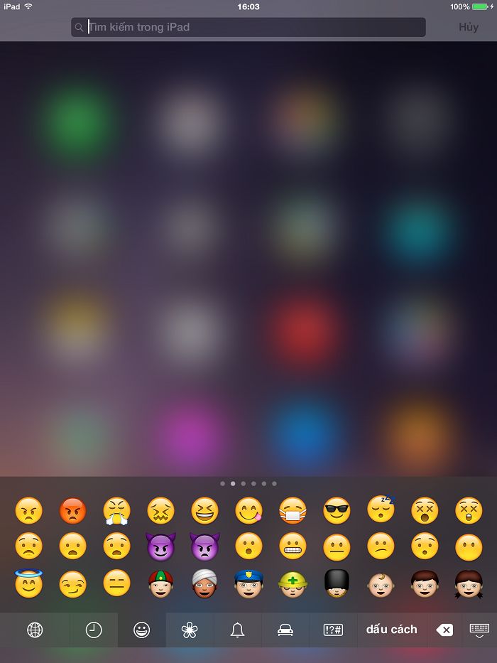Mẹo hay với bàn phím iPad (phần 1) > Chọn bàn phím Emoji