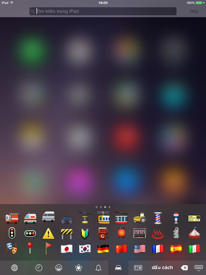 Mẹo hay với bàn phím iPad (phần 1) > Bàn phím Emoji
