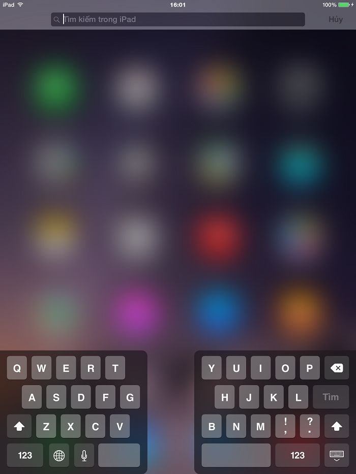 Mẹo hay với bàn phím iPad (phần 1) > Bàn phím đã tách thành công