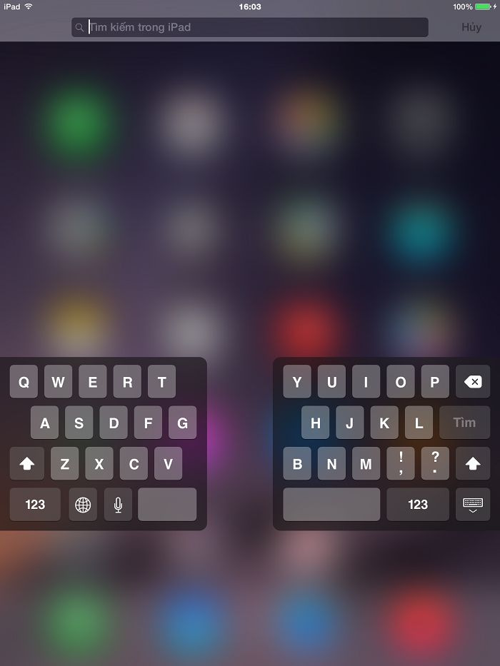 Mẹo hay với bàn phím iPad (phần 1) > Bàn phím đã bỏ dock (undock) thành công