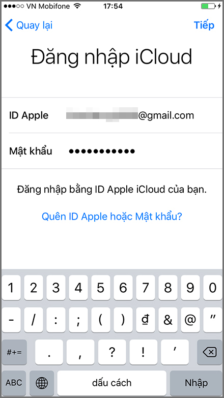 đăng nhập icloud