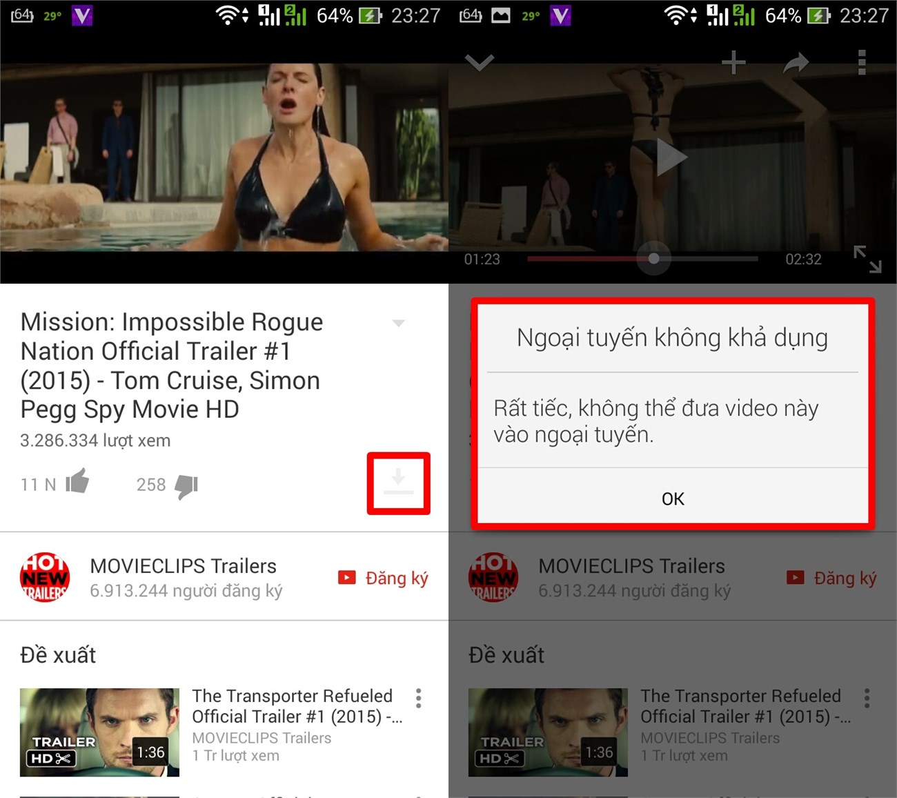 Video chưa cho tải