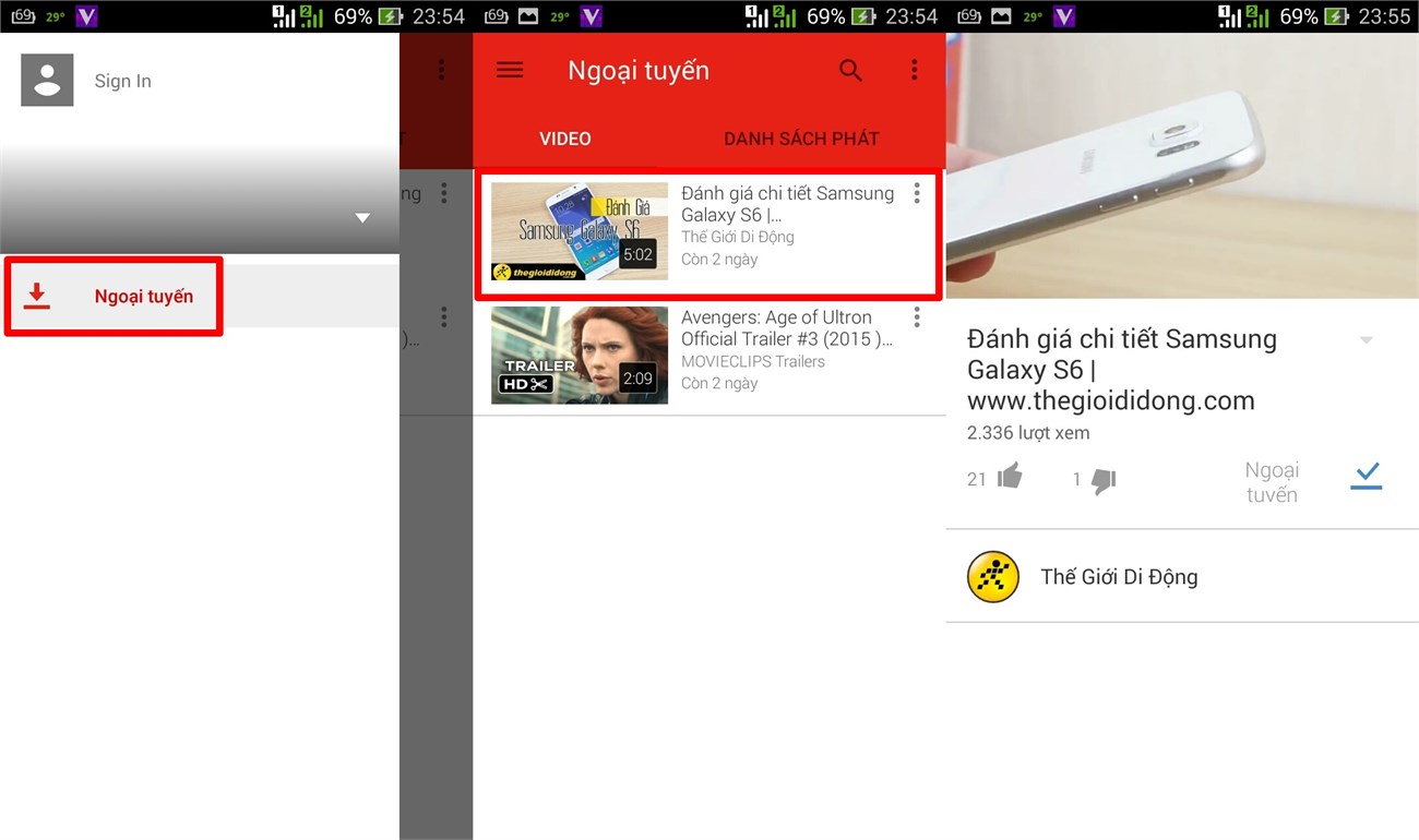Xem video ngoại tuyến