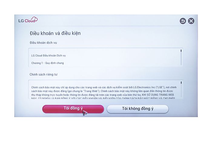 Chọn đồng ý vào điều khoản và điều kiện sử dụng