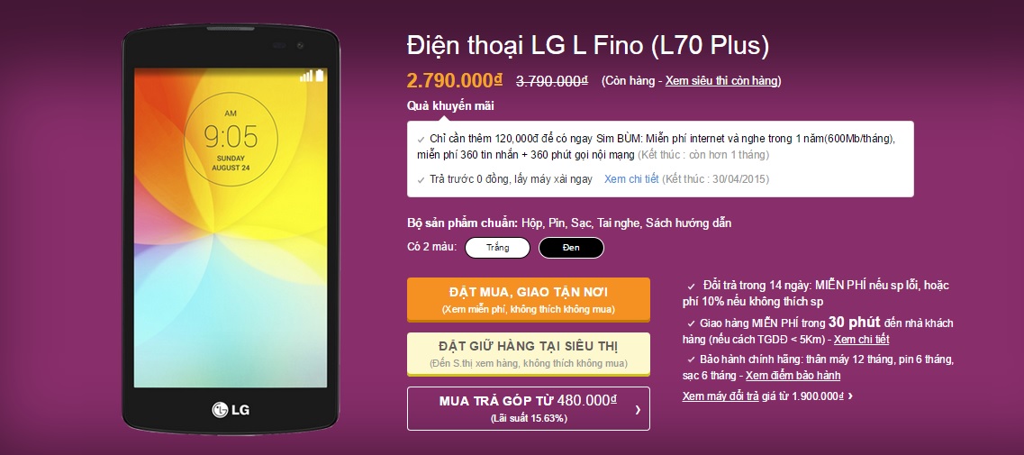 LG G Fino vừa giảm giá 1 triệu đồng