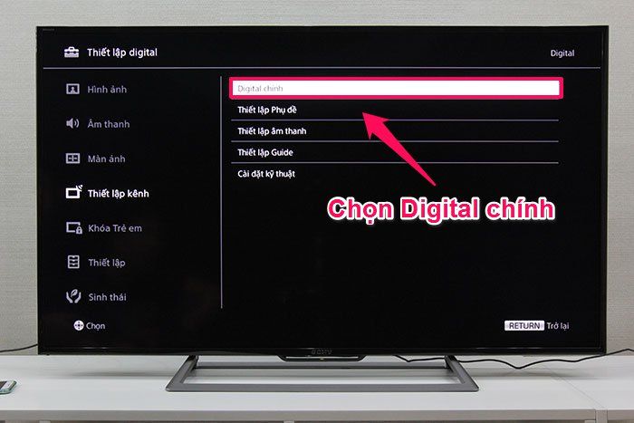 Chọn Thiết lập digital