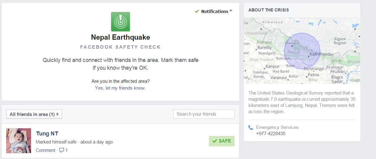 google và facebook chung tay tìm kiếm nạn nhân động đất ở Nepal google và facebook chung tay tìm kiếm nạn nhân động đất ở Nepal