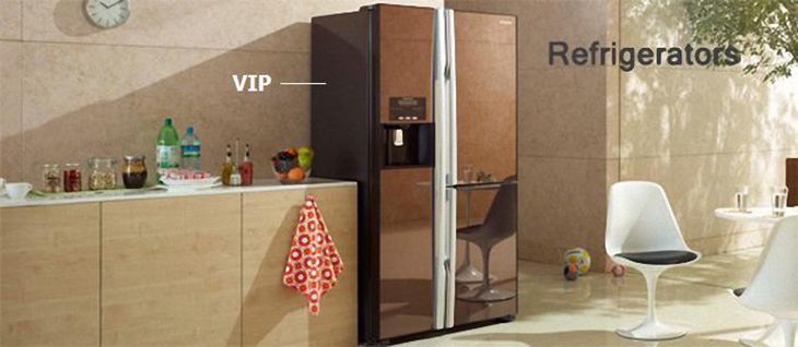 Tấm cách nhiệt chân không VIP được thiết kế trong các vách bên của tủ Tấm cách nhiệt chân không trên tủ lạnh Hitachi > Tấm cách nhiệt chân không VIP được thiết kế trong các vách bên của tủ