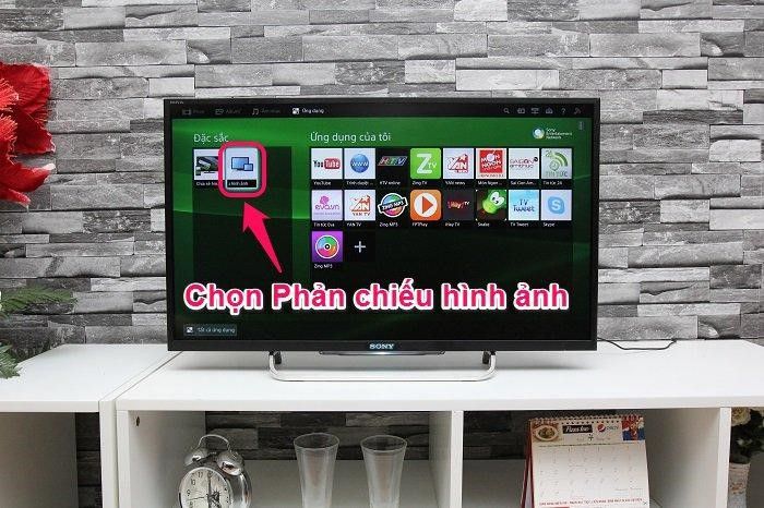 Cách phản chiếu hình ảnh từ điện thoại Sony lên tivi Sony > Chọn Phản chiếu hình ảnh