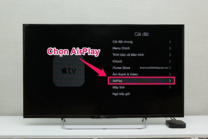 Cách phản chiếu hình ảnh từ iPhone qua tivi bằng AirPlay > Chọn AirPlay