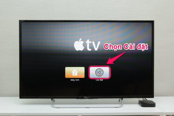 Cách phản chiếu hình ảnh từ iPhone qua tivi bằng AirPlay > Chọn Cài đặt