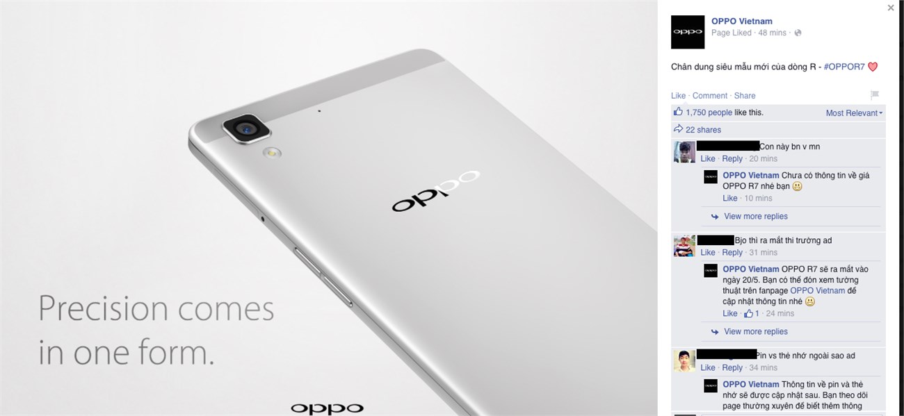 Ảnh quảng cáo Oppo R7