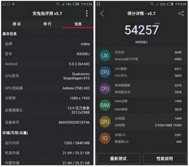 Kiểm tra ZTE Nubia Z9 trên AnTuTu