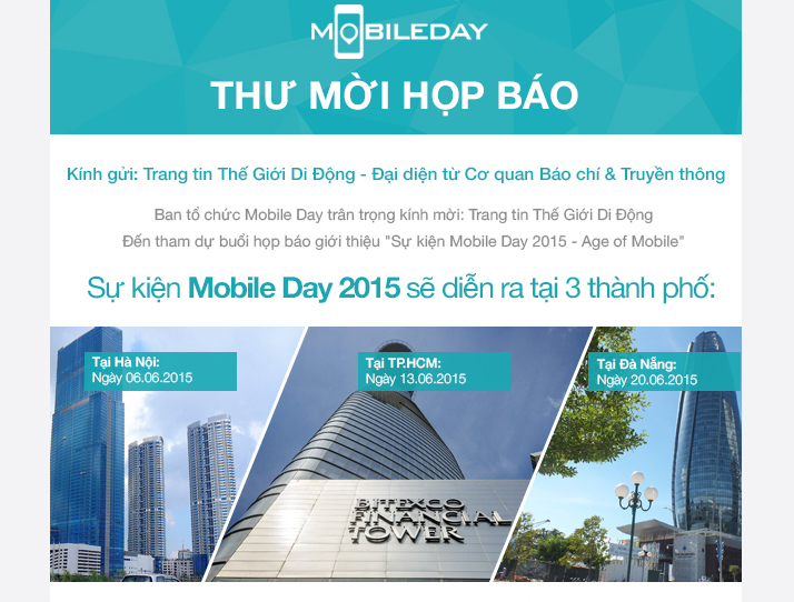 Vietnam Mobile Day 2015: Tham gia ngay Vietnam Mobile Day 2015 và trải nghiệm những công nghệ di động sáng tạo nhất. Sự kiện này cung cấp cho bạn cơ hội để khám phá những xu hướng mới nhất trong ngành công nghiệp di động, kết nối với các chuyên gia hàng đầu trong lĩnh vực công nghệ, và tìm hiểu về những sản phẩm và dịch vụ tiên tiến. Đừng bỏ lỡ cơ hội này để tìm ra sự phát triển trong tương lai của bạn.