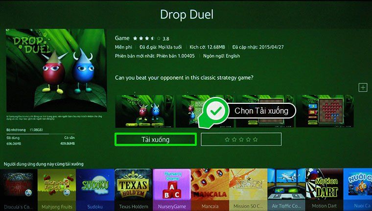 Chọn Tải xuống để cài đặt ứng dụng Cách tải ứng dụng trên Smart tivi Samsung 2015 > Chọn Tải xuống để cài đặt ứng dụng