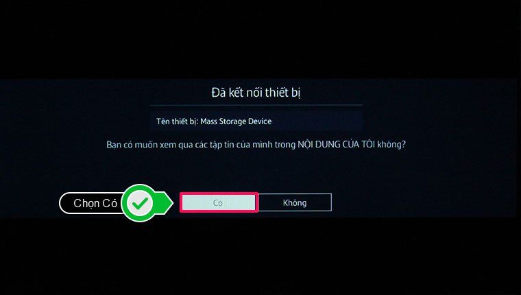 Chọn Có để tiến hành xem ngay nội dung Cách xem video, nghe nhạc, xem ảnh trong USB trên tivi Samsung 2015 > Chọn Có để tiến hành xem ngay nội dung
