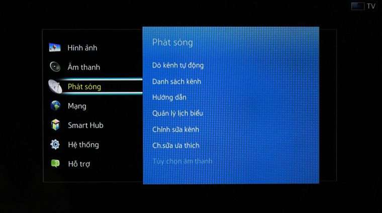 Chọn Phát sóng ở Menu tùy chọn
