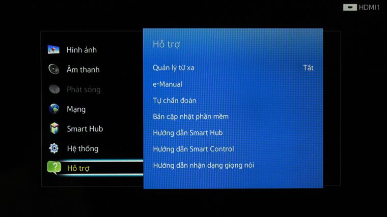 Cách khôi phục cài đặt gốc trên Smart tivi Samsung giao diện Smart Hub > Chọn Hỗ trợ