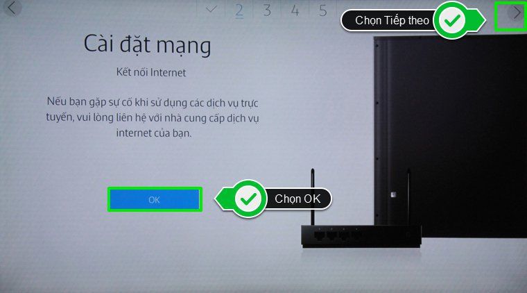 Kết nối mạng thành công Các bước thiết lập Smart tivi Samsung 2015 lần đầu tiên sử dụng > Kết nối mạng thành công