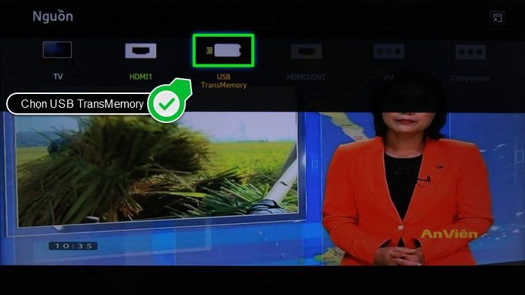 Cách chụp ảnh màn hình trên tivi Samsung > Chọn USB TransMemory