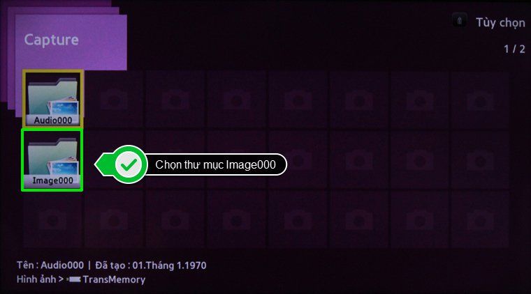 Cách chụp ảnh màn hình trên tivi Samsung > Chọn thư mục Image000