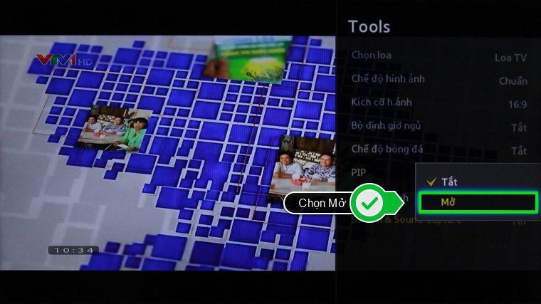 Cách chụp ảnh màn hình trên tivi Samsung > Chọn Mở
