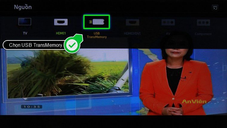 Chọn USB TransMemory Cách ghi âm chương trình truyền hình trên tivi Samsung 2014 > Chọn USB TransMemory