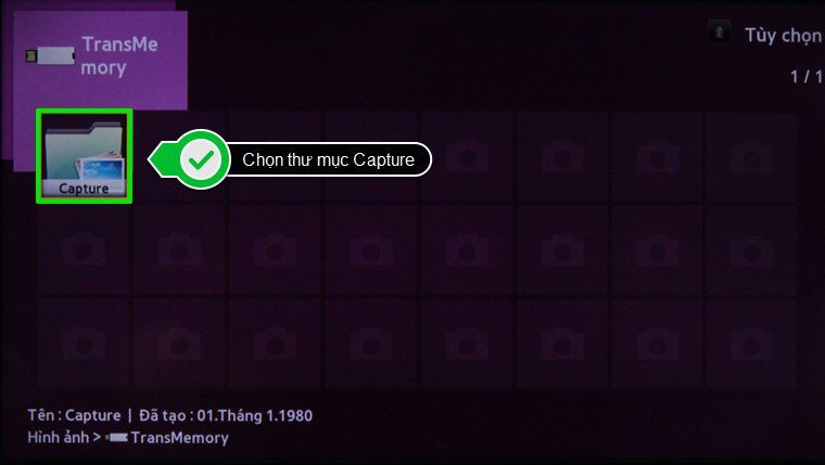 Chọn thư mục Capture Cách ghi âm chương trình truyền hình trên tivi Samsung 2014 > Chọn thư mục Capture