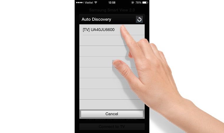 Chạm vào tên tivi mà bạn muốn kết nối