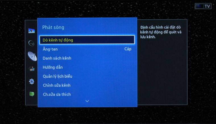 Cách dò kênh tivi Samsung 2015 > Chọn Dò kênh tự động